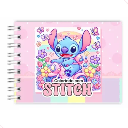 Livro De Colorir Stitch Capa Dura Azul E Rosa 50 Páginas A5 180g Estilo Bobbie Goods 50 Desenhos