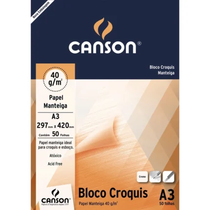 Bloco Papel Manteiga A3 Canson 50 folhas 297mm x 420mm 40g/m²