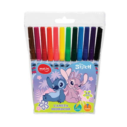 Canetinha Stitch Hidrocor 12 Cores Colorida Pintura - Molin