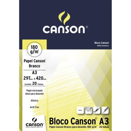 Bloco Canson Desenho A3 180g/m² 20 Folhas Branco