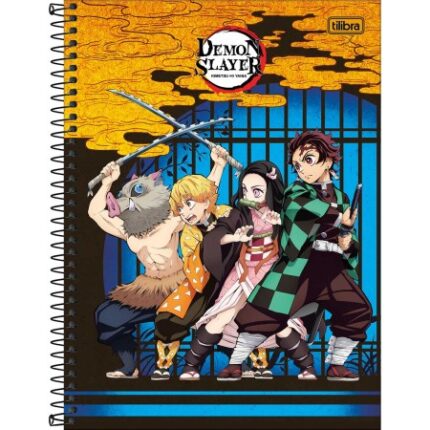 Caderno Espiral Capa Dura Universitário 1 Matéria Demon Slayer 80 Folhas